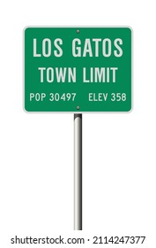 Vektorgrafik des Schildes "Los Gatos Town Limit Green Road" auf metallischem Fußboden