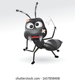 Vector illustration of the loser black ant. Black ant character. black ant repellent vector 