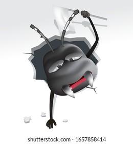 Vector illustration of the loser black ant. Black ant character. black ant repellent vector 