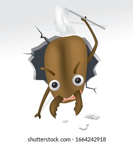 Ilustración vectorial de la termita perdedora. carácter termita. vector repelente termita 
