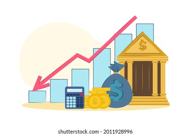 Vektorgrafik Verlust von Geld. Das Konzept der Finanzkrise, Bankrott, der Beginn der Armut, der Haushaltsrezession, der Marktrückgang. Schlechte Wirtschaft und geringere Investitionskosten. 
