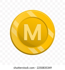 Vector illustration of Loti Lesotho coin in gold color on transparent background (PNG).