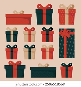 Vector illustration of lots of gifts.
