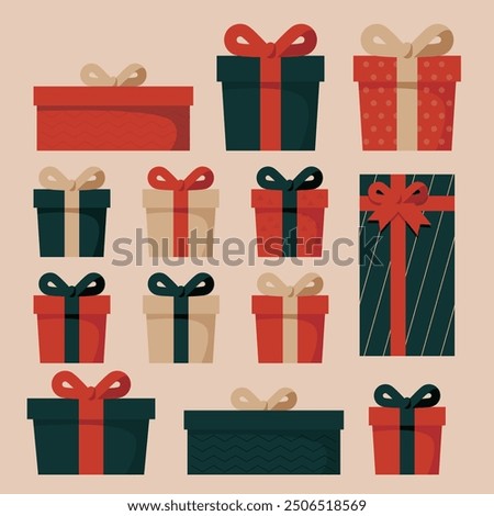 Vector illustration of lots of gifts.