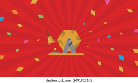 A vector illustration of a lottery drawing event