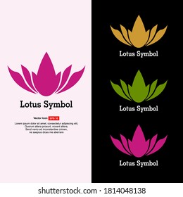 Ilustración vectorial del loto. Diseño de iconos de flor plana. Guía de salud, medicina, yoga, spa o estampilla del logotipo de belleza.