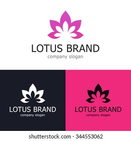 Vector illustration of lotus. Flat flower icon design. Health care, medical, yoga, spa or beauty logo template.