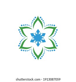 ilustración vectorial de una flor de loto con puntos a su alrededor