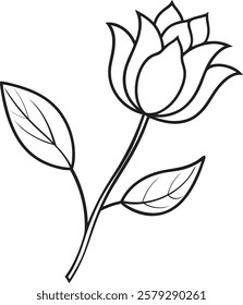 Vector Illustration of Lotus Flower Line Art for Kids
