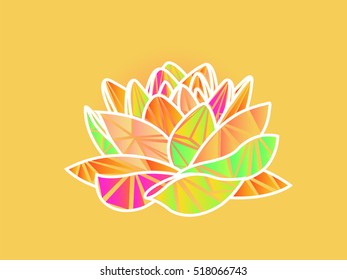 Vector illustration of lotus flower with triangle pattern inside for your design