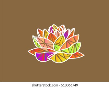 Vector illustration of lotus flower with triangle pattern inside for your design