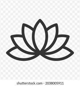 Vector illustration of lotus icon in dark color and transparent background(png).