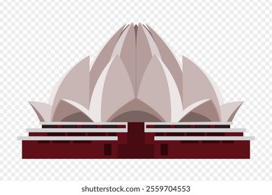 Vector illustration of Lotus Temple on transparent background