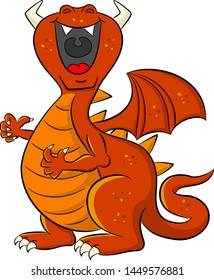 vector illustration of a loud laughing cartoon dragon