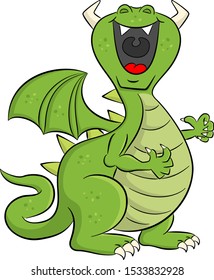 vector illustration of a loud laughing cartoon dragon