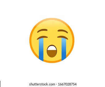 Vector illustration of loudly crying face emoji
