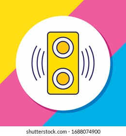 Ilustración vectorial de la línea coloreada del icono del altavoz. También se puede utilizar un elemento de música hermoso como elemento de icono del amplificador.