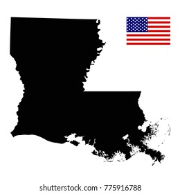 vector illustration of Louisiana map with American flag