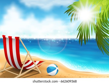 Vector illustration of a lounge chair on the seaside