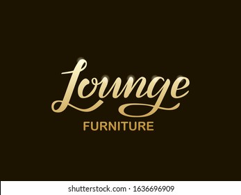 Vector Illustration Of Lounge Furniture Lettering For Banner, Leaflet, Poster, Logo, Advertisement, Web Design. Handwritten Text For Template, Signage, Billboard, Print, Flyer Of Furniture Shop