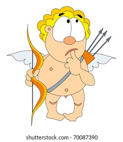 Vector illustration. Love angel and weapon.
