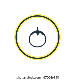 Vector Illustration Of Love Apple Outline. Beautiful Eating Element Also Can Be Used As Eggplant  Element.