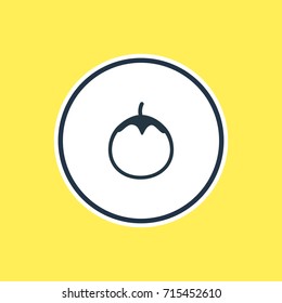 Vector Illustration Of Love Apple Outline. Beautiful Eating Element Also Can Be Used As Eggplant  Element.