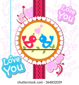 vector illustration of love bird in Happy Valentine's Day background