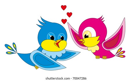 Vector illustration. Love birds.