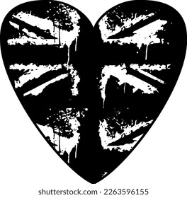 vector illustration of love with british flag motif 