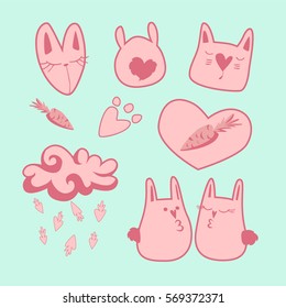 Vector illustration, love bunnies