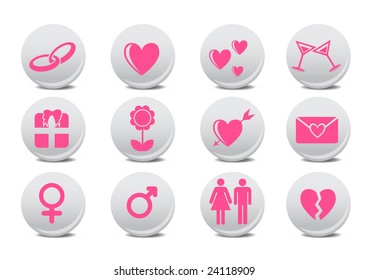Vector illustration of Love buttons.  Ideal for Valetine Cards decoration