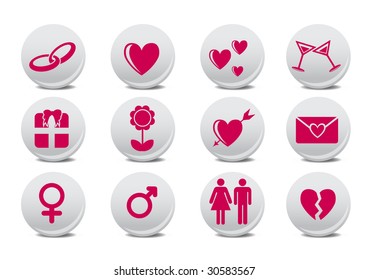 Vector illustration of Love buttons.  Ideal for Valetine Cards decoration