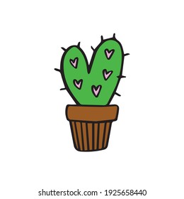 Vector Illustration Love Cactus Hand Drawn Stock Vector (Royalty Free ...