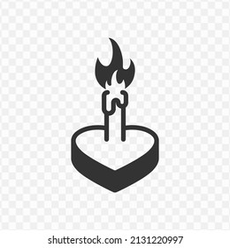 Vector Illustration Of Love Candle Icon In Dark Color And Transparent Background(png).