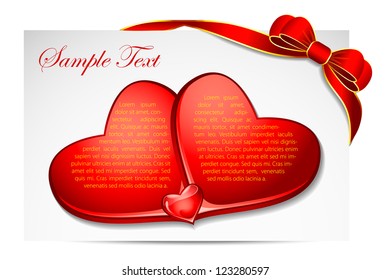 vector illustration of love card with ribbon for Valentine's Day