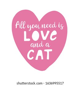 Vector illustration Love Cat isolated on white background. Concept in doodle hand drawn style. It can be used for poster, postcard, t-shirt print, flyer and other design.