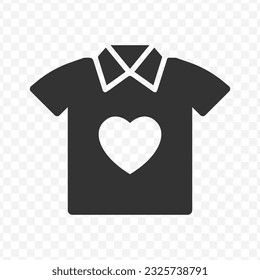Vector illustration of love clothes icon in dark color and transparent background(PNG).