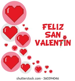 Vector illustration of love concept and Valentines day with typography, text in spanish and hearts.