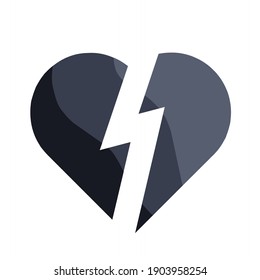 vector illustration of love crack icon.  illustrations for breakups, divorce, ending relationships, hurt feelings.  flat minimalist design eps 10