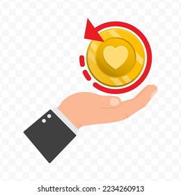Vector illustration of Love currency. Cashback icon, sign and symbol. Simple design on transparent background (PNG).