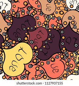 Vector illustration. Love design with different elements. To print on tissue paper, to web design. Cute and nice little hearts in seamless pattern. Sketch designed loves heart.