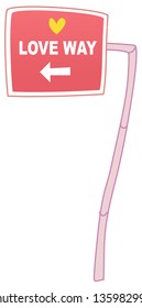 Vector illustration of a love directional sign