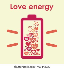 vector illustration / love energy battery