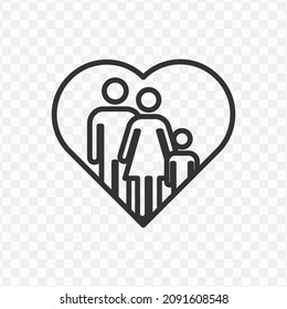 Vector Illustration Of Love Family Icon In Dark Color And Transparent Background(png).