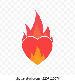 Vector illustration of love fire icon sign and symbol. colored icons for website design .Simple design on transparent background (PNG).