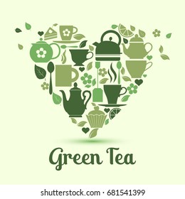 Vector illustration I love green tea