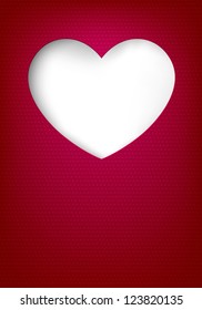 Vector illustration of love greeting card. Notched out heart. Ribbed paper. Eps10.