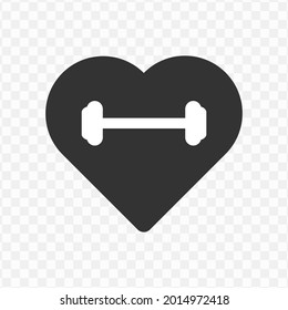 Vector Illustration Of Love Gym Icon In Dark Color And Transparent Background(png)