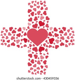 Vector illustration. Love, hearts. Valentines day. Be my valentine. 14 february. 
Cross